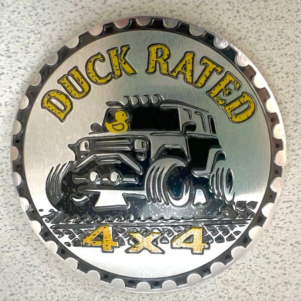 JEEP DUCK RATED 4x4イエローメタルステッカー ワッペン
