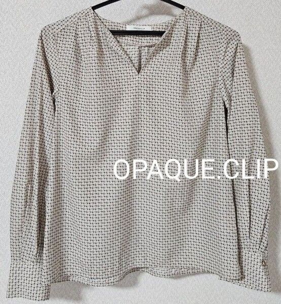 【新品】OPAQUE.CLIPオペークドットクリップ キーネックブラウス 総柄 【フォロー割可】