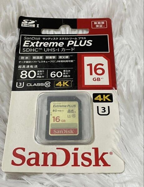 新品未開封 SanDisk Extreme PLUS SDHCカード UHS-I Class10 16GBSDカード サンディスク