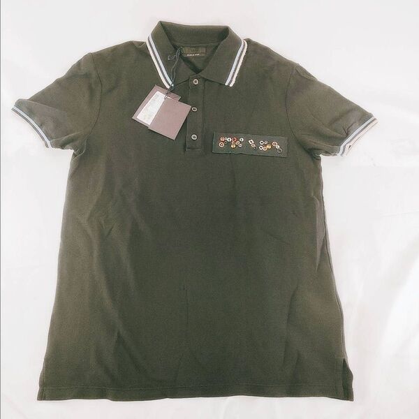 A-11【タグ付き未使用】PRADA プラダ 半袖 ポロシャツ ブラック カットソー Tシャツ 古着 ヴィンテージ イタリア製