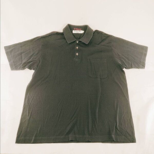 A-11【良品】Christian Dior クリスチャンディオール 半袖 ポロシャツ ネイビー カットソー Tシャツ 無地