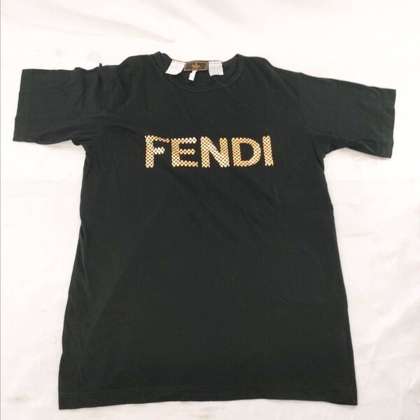 A-24【イタリア製】FENDI フェンディ 半袖シャツ d 9816 8 Tシャツ ブラック トップス カットソー ヴィンテージ