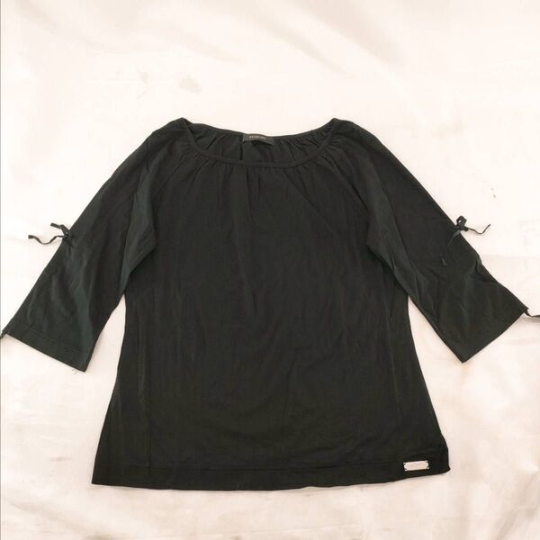A-25【良品】ingeborg インゲボルグ 長袖シャツ 7部丈 Tシャツ ブラック 良品 カットソー ヴィンテージ トップス