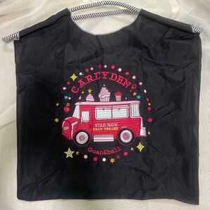 キッチンカー柄 刺繍ナイロントートバッグ(Mサイズ) ブラック系 未使用タグ付き