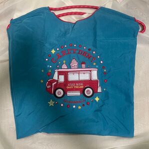 キッチンカー柄 刺繍ナイロントートバッグ(Mサイズ) グリーン系 未使用タグ付き