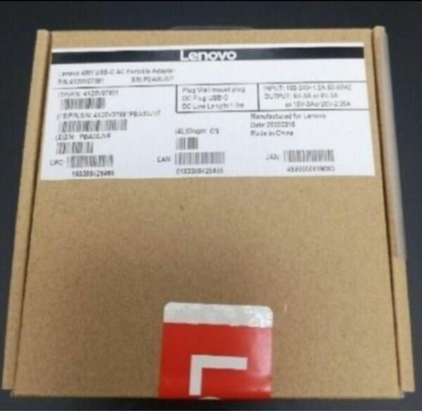 新品未開封 純正品 Lenovo 45W USB-C AC ポータブルアダプター 4X20V07881