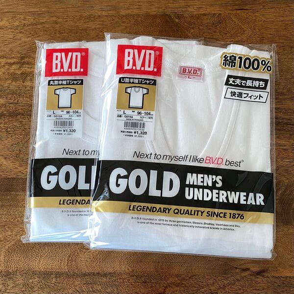 BVD GOLD 丸首 U首 半袖 Tシャツ L 2枚