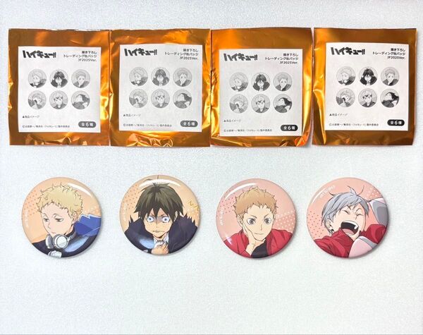 ハイキュー ジャンプフェスタ ジャンフェス 描き下ろし トレーディング缶バッジ 4種類 月島蛍 山口忠 夜久衛輔 灰羽リエーフ