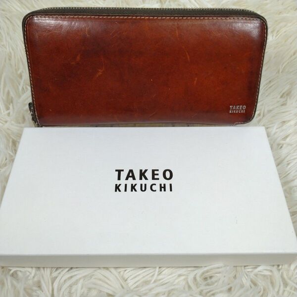 TAKEO KIKUCHI 箱付き レザー 長財布 ブラウン