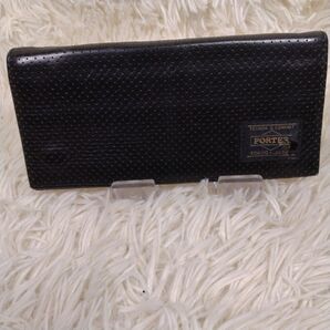 HEAD PORTER レザー 長財布 MERGE パンチング ブラック