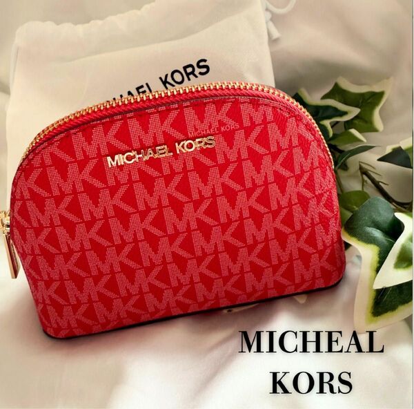 マイケルコース MICHEAL KORS 化粧ポーチ 小物入れ ポーチ レッド 赤 メイクポーチ お洒落 韓国