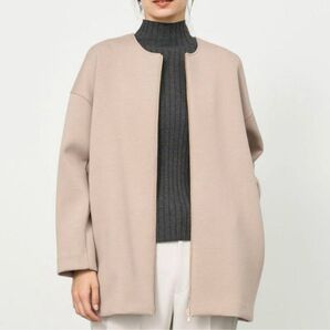 美品 soeju ソージュ ボンディングノーカラージャケット グレージュ S