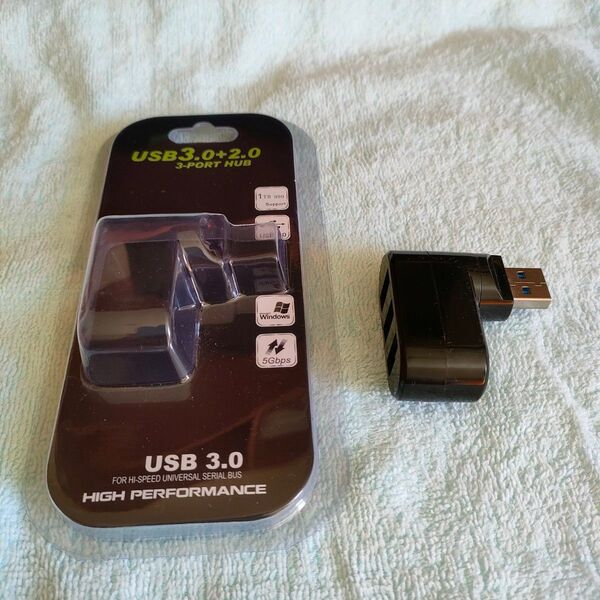 USB直差し回転タイプ 3ポートUSBハブ USB3.0×1 USB2.0×2