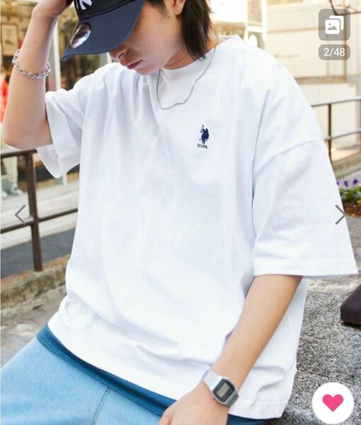 Tシャツ U.S. POLO ASSN ポロアッスン ビッグシルエットカットソー 半袖 Mサイズ 白Tシャツ