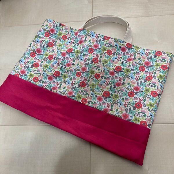 ハンドメイド レッスンバック 女の子 花柄 ピンク