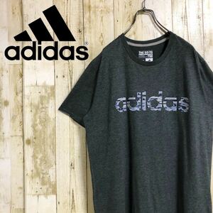 adidas アディダス ビッグロゴ ビッグプリント スリーブロゴ パフォーマンスロゴ オーバーサイズ プリントTシャツ 半袖Tシャツ Tee L 古着