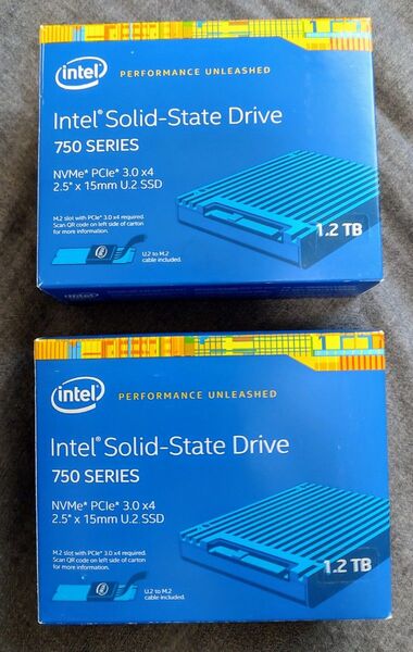 intel ssd 750 2.4TB (1.2TB x2) U.2 MLC 2台セット
