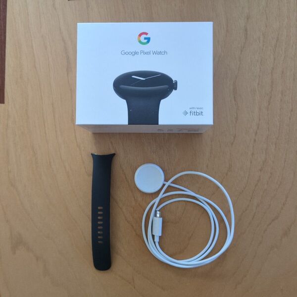 Google Pixel Watchの空箱、純正充電器、純正下側バンド(長)