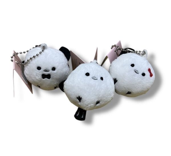 ふわふわ シマエナガ ぬいぐるみ マスコットキーホルダー コンプリート 3点セット まとめ売り キーチェーン 新品 未使用