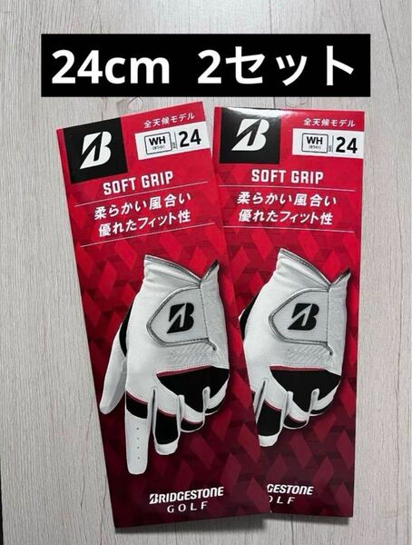 ブリヂストン ゴルフグローブ SOFT GRIP 24cm 2セット 左手