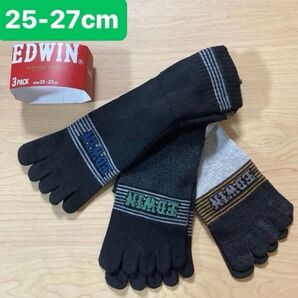 エドウィン靴下 EDWIN メンズ 25-27cm 3足組 五本指ソックス