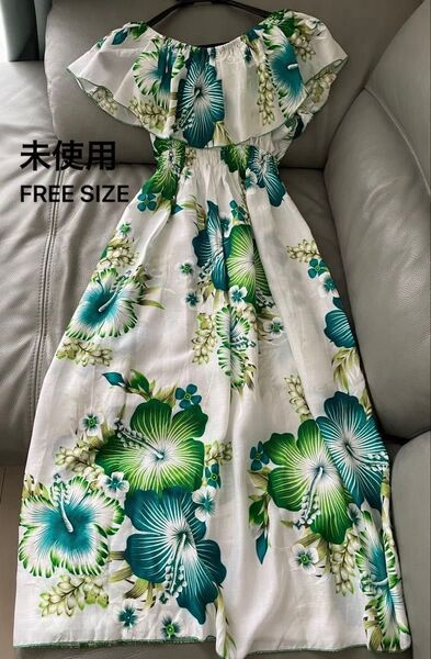 試着のみ! 花柄リゾートワンピース ロング丈 FREE SIZE 沖縄で購入 タイ製