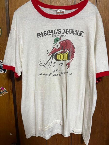 70s Hanes リンガーTシャツ ホワイト レッド USA製