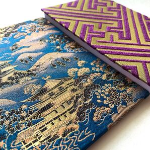 『金閣遥拝〜紗綾形』 金襴織物御朱印帳 B6大判サイズ 金閣寺 京都 自然 縁 繋ぐ 繁栄 長寿 蛇腹御朱印帳 桐生織物