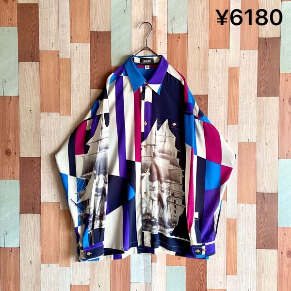 90s 00s vintage 希少柄 古着 総柄シャツ 個性的 国産 y2k