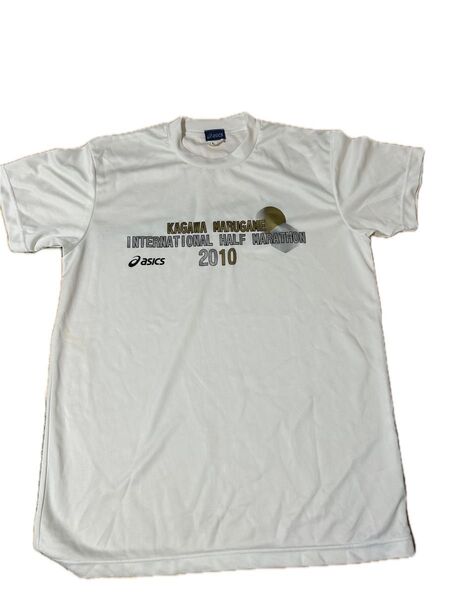 香川丸亀国際ハーフマラソン2010 asics Tシャツ ホワイト ランニング Lサイズ