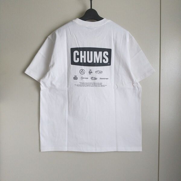 チャムス フリークスストア別注 ヒストリー バックプリント クルーネックTシャツ ホワイト Mサイズ 新品