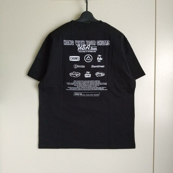 チャムス フリークスストア別注 ロゴ バックプリント クルーネック Tシャツ ブラック Mサイズ 新品