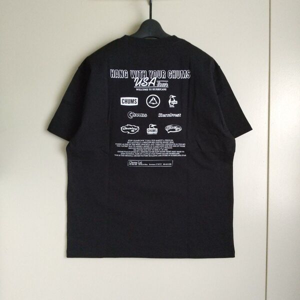 チャムス フリークスストア別注 ロゴ バックプリント クルーネック Tシャツ ブラック Lサイズ 新品