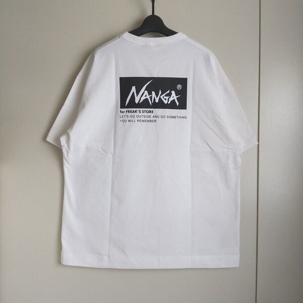 ナンガ フリークスストア別注 エコハイブリッド ルーズフィット ロゴ 刺繍Tシャツ ホワイト Lサイズ 新品