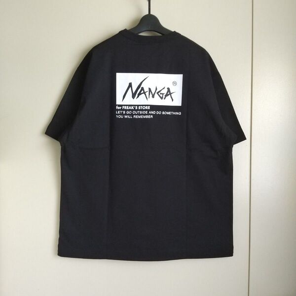 ナンガ フリークスストア別注 エコハイブリッド ルーズフィット ロゴ 刺繍Tシャツ ブラック Lサイズ 新品