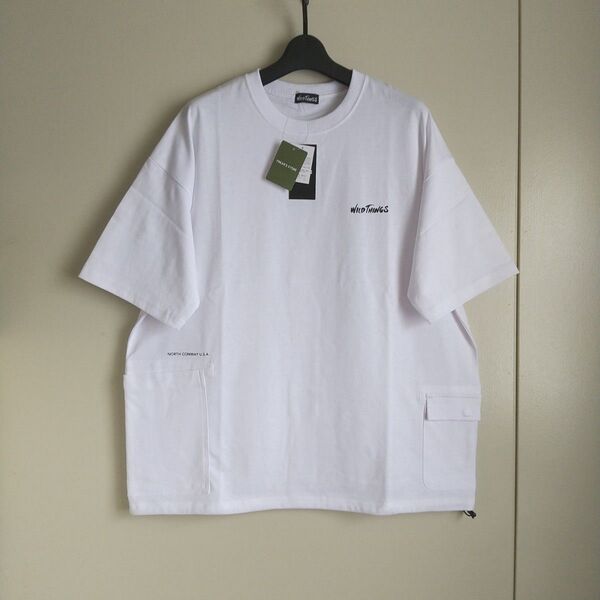 ワイルドシングス フリークスストア別注 ビッグシルエット サイドポケットTシャツ ホワイト Lサイズ 新品