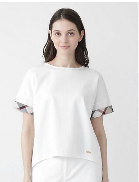 ブルーレーベルクレストブリッジ BLUE LABEL CRESTBRIDGE 半袖 カットソー Tシャツ 白 ホワイト 38
