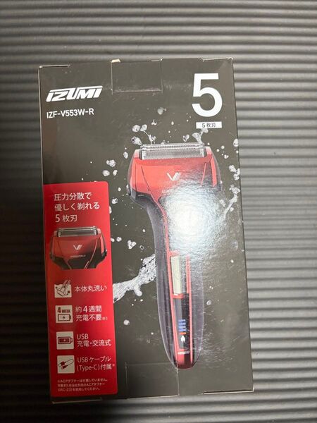 マクセルイズミ 5枚刃モデル 往復式シェーバー IZF-V553W レッド IZUMI 電気シェーバー