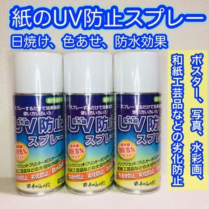 わがみ小路/紫外線/UV防止スプレー・3本/紙の日焼け・色あせ等劣化防止/屋内・屋外用/写真、ポスター、絵画など