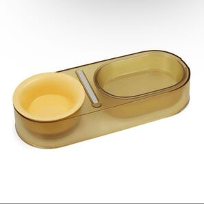 猫食器 ねこボウルエサ入れ セラミック食器 ペットフード用 ご飯台 陶製 おやつ皿 フード用ボウル 黄色い 猫 ご飯