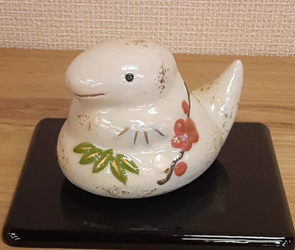 京都清水焼楽入窯 松竹梅ヘビ置物 干支巳年 縁起物