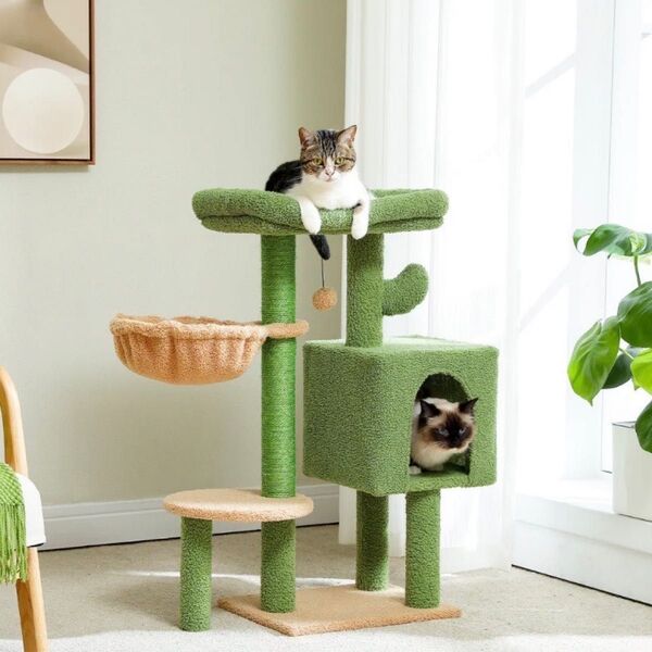 【新品】猫 ハウス タワー キャット キャットタワー 猫タワー 多頭飼い ハンモック キャットツリー