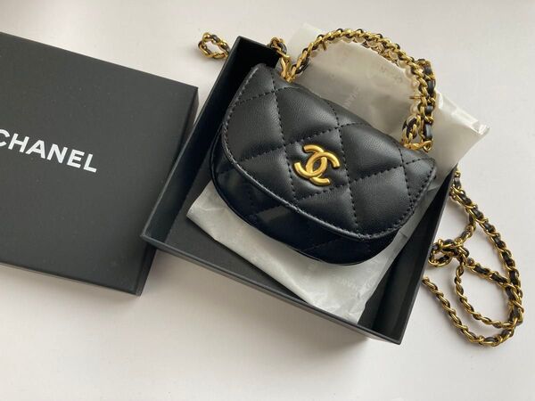 希少新品 CHANEL シャネル ノベルティ ショルダーバッグ ゴールドチェーン ミニバッグ ブラック