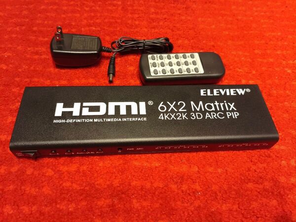HDMI 切替器 分配器 マトリックス 6入力 2出力 4K 音声分離機能 (光デジタル・3.5mmステレオ音声出力) ARC対応