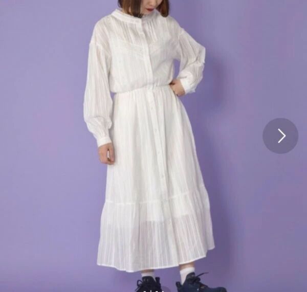 w closet ロングワンピース 長袖 レース 白