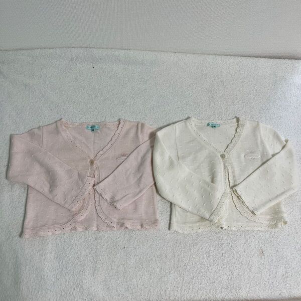 カーディガン ボレロ tocca キッズ 女の子 90 ピンク ホワイト お揃い 双子