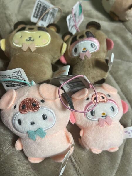 サンリオ sanrio mymelody ポチャッコ マイメロディ ポムポムプリン たぬき ぶた マスコットぬいぐるみ