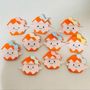 折り紙 ハロウィン リボン付きお化けカボチャ ハンドメイド 10個セット