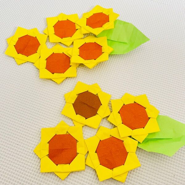 折り紙 ひまわり 向日葵 夏 壁面飾り ハンドメイド