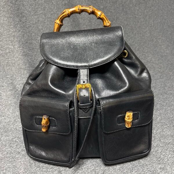 GUCCI オールドグッチ バンブー リュック ブラック ヴィンテージ